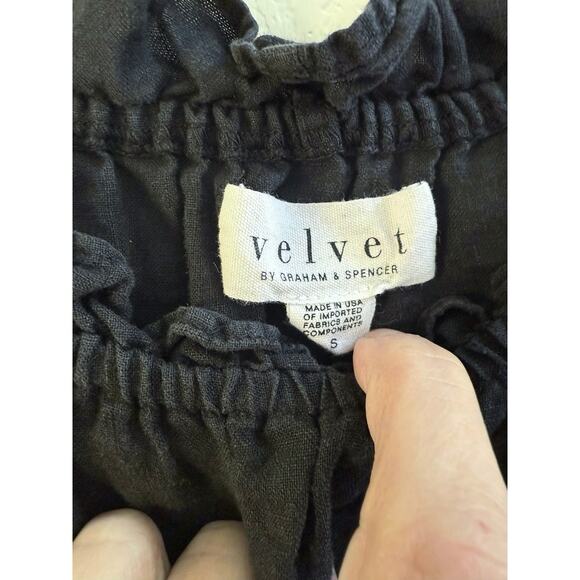 Velvet By Graham & Spencer Bernice Black Linen Mini Shift Dress size Small - Picture 9 of 13